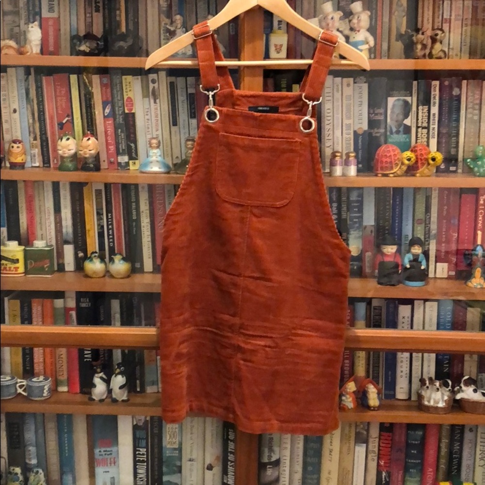 Brand new corduroy orange overall dress